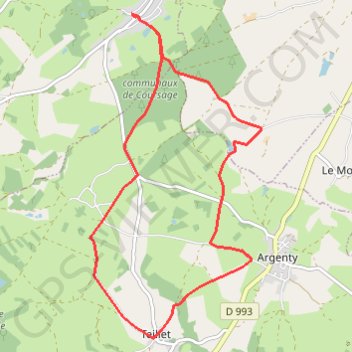 Itinéraire Coursage, distance, dénivelé, altitude, carte, profil, trace GPS