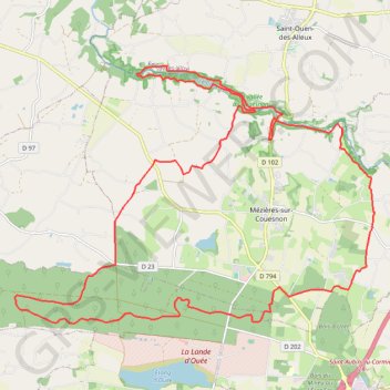 Itinéraire Mézières sur Couesnon, distance, dénivelé, altitude, carte, profil, trace GPS