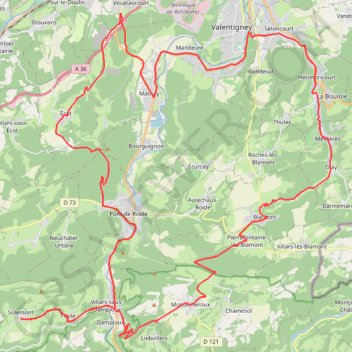 Itinéraire Le Lomont - Doubs, distance, dénivelé, altitude, carte, profil, trace GPS