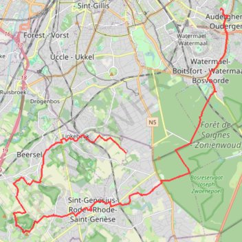 Itinéraire Linkebeek -, distance, dénivelé, altitude, carte, profil, trace GPS
