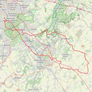Itinéraire Perwez A 12 May, distance, dénivelé, altitude, carte, profil, trace GPS