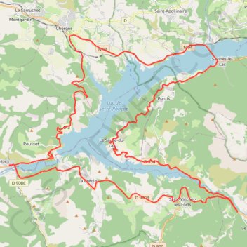 Itinéraire Tour du lac depuis Espinasse, distance, dénivelé, altitude, carte, profil, trace GPS