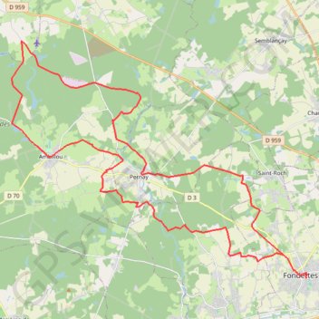 Itinéraire De Fondettes à Ambillou, distance, dénivelé, altitude, carte, profil, trace GPS