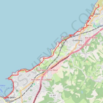 Itinéraire Sentier littoral Bidart, distance, dénivelé, altitude, carte, profil, trace GPS