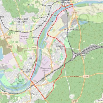 Itinéraire Conflans - Poissy via Achères, distance, dénivelé, altitude, carte, profil, trace GPS
