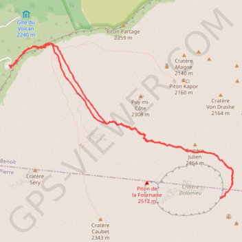 Itinéraire Piton de la Fournaise cratère Dolomieu - La Réunion, distance, dénivelé, altitude, carte, profil, trace GPS