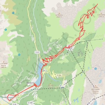 Itinéraire Col du Sabot depuis Allemont, distance, dénivelé, altitude, carte, profil, trace GPS