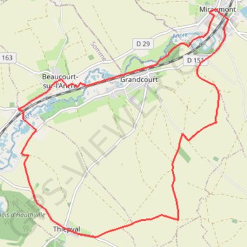 Itinéraire Miraumont, distance, dénivelé, altitude, carte, profil, trace GPS