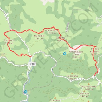 Itinéraire Traversée des crêtes de Mendibel, distance, dénivelé, altitude, carte, profil, trace GPS