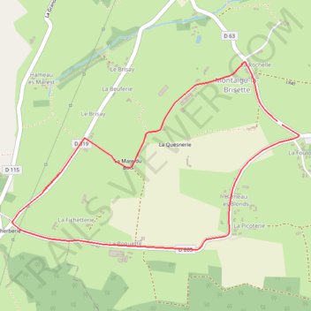 Itinéraire Montaigu la brisette, distance, dénivelé, altitude, carte, profil, trace GPS