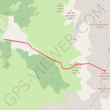 Itinéraire Pointe de l'Armet, distance, dénivelé, altitude, carte, profil, trace GPS