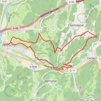 Itinéraire Poncin Marche à pied, distance, dénivelé, altitude, carte, profil, trace GPS