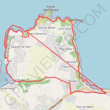 Itinéraire Boucle Saint Efflam-Hogolo-Toul an Hery, distance, dénivelé, altitude, carte, profil, trace GPS