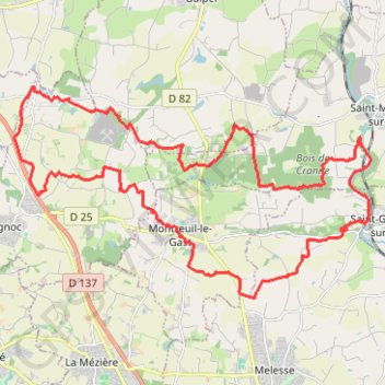 Itinéraire Montreuil-le-Gast, distance, dénivelé, altitude, carte, profil, trace GPS