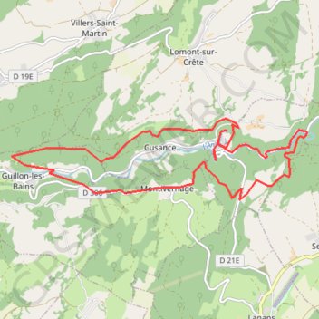 Itinéraire Vallée du cusancin, distance, dénivelé, altitude, carte, profil, trace GPS
