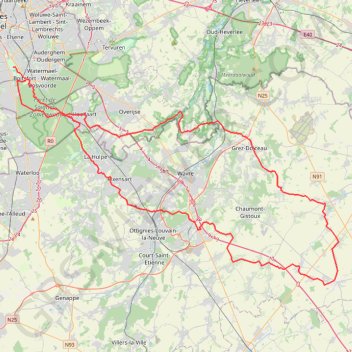 Itinéraire Perwez A, distance, dénivelé, altitude, carte, profil, trace GPS