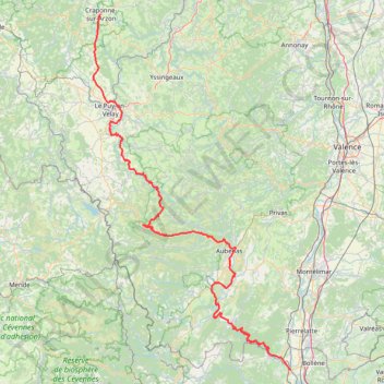 Itinéraire Gorges de l'ardèche_Craponne, distance, dénivelé, altitude, carte, profil, trace GPS