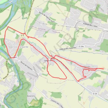 Itinéraire Boucle des fermes de Lacroix-Falgarde, distance, dénivelé, altitude, carte, profil, trace GPS