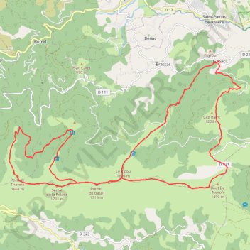 Itinéraire Col du Calmil - Rocher de Batail - Col Mazel - Pla des Peyres, distance, dénivelé, altitude, carte, profil, trace GPS