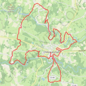 Itinéraire Grande boucle - Le chemin de l'Osmonde Royale - Châteauponsac, distance, dénivelé, altitude, carte, profil, trace GPS
