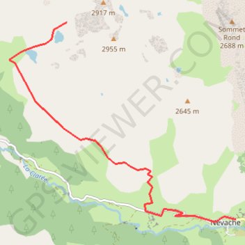 Itinéraire Névache (05), vers Lac serpent, distance, dénivelé, altitude, carte, profil, trace GPS