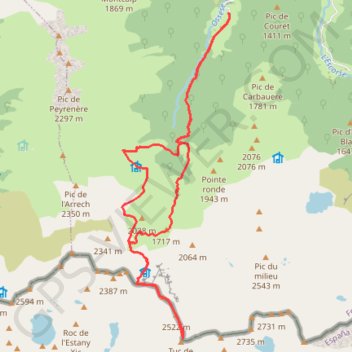 Itinéraire Le Port et le Tuc de Marterat, distance, dénivelé, altitude, carte, profil, trace GPS