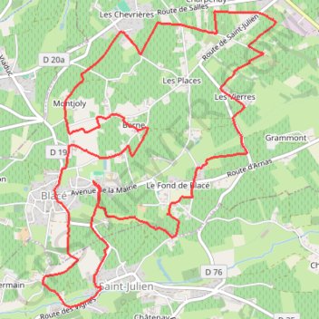 Itinéraire Blacé 12Km 2h30, distance, dénivelé, altitude, carte, profil, trace GPS