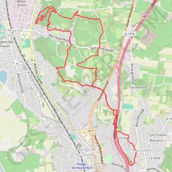 Itinéraire Roussillon, distance, dénivelé, altitude, carte, profil, trace GPS