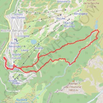 Itinéraire Bachat Bouloud - Lac Achard - Chamrousse, distance, dénivelé, altitude, carte, profil, trace GPS