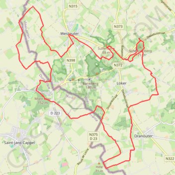 Itinéraire Heuvelland 26 09 2017, distance, dénivelé, altitude, carte, profil, trace GPS