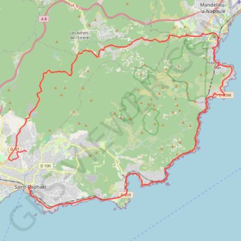 Itinéraire Tour de l'Esterel - Saint-Raphael, distance, dénivelé, altitude, carte, profil, trace GPS