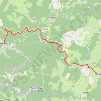 Itinéraire Le petit train de Lacaune - De Lacrouzette à Brassac, distance, dénivelé, altitude, carte, profil, trace GPS