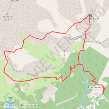 Itinéraire Praz-Coutant - Chalets de Platé, distance, dénivelé, altitude, carte, profil, trace GPS