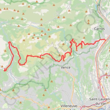 Itinéraire Plaine du Var -> Gourdon, distance, dénivelé, altitude, carte, profil, trace GPS