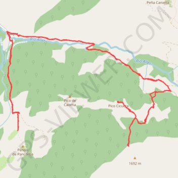 Itinéraire Valle de Aller y pico Cicueta, distance, dénivelé, altitude, carte, profil, trace GPS
