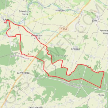 Itinéraire Chize, distance, dénivelé, altitude, carte, profil, trace GPS