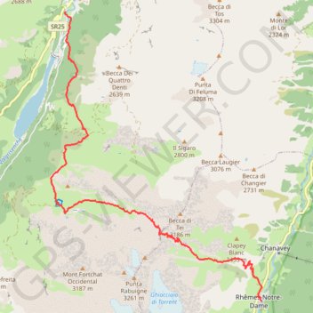 Itinéraire Valgrisenche - Rhêmes Notre-Dame, distance, dénivelé, altitude, carte, profil, trace GPS