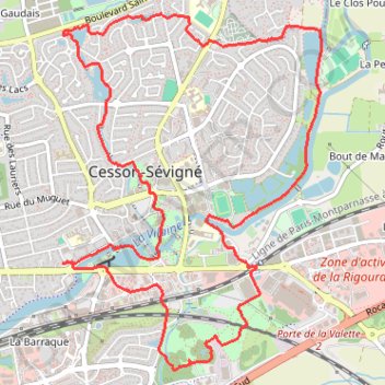 Itinéraire Cesson Sévigné, distance, dénivelé, altitude, carte, profil, trace GPS