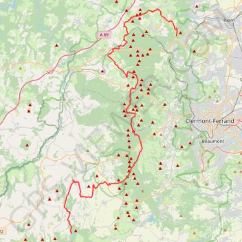 Itinéraire Volvic / Saint-Genès-Champanelle, distance, dénivelé, altitude, carte, profil, trace GPS