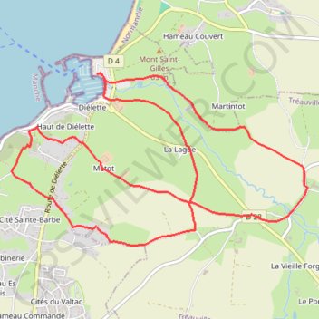 Itinéraire Dielette (50340), distance, dénivelé, altitude, carte, profil, trace GPS