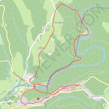 Itinéraire Boucle le long de l'Aveyron - Najac nord, distance, dénivelé, altitude, carte, profil, trace GPS