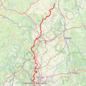 Itinéraire GR300 Randonnée de Châtel-de-Neuvre (Allier) à Clermont-Ferrand (Puy-de-Dôme), distance, dénivelé, altitude, carte, profil, trace GPS