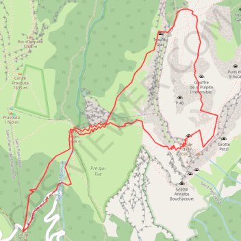 Itinéraire Dent de Crolles depuis Col du Coq, distance, dénivelé, altitude, carte, profil, trace GPS