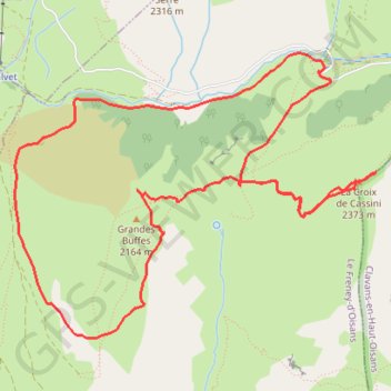 Itinéraire La Croix de Cassini. Les Grandes Buffes. (Oisans), distance, dénivelé, altitude, carte, profil, trace GPS