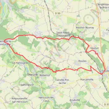 Itinéraire Autour de Grainville-la-Teinturière, distance, dénivelé, altitude, carte, profil, trace GPS