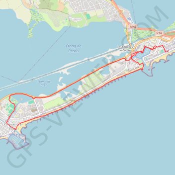 Itinéraire Carnon-Palavas, distance, dénivelé, altitude, carte, profil, trace GPS