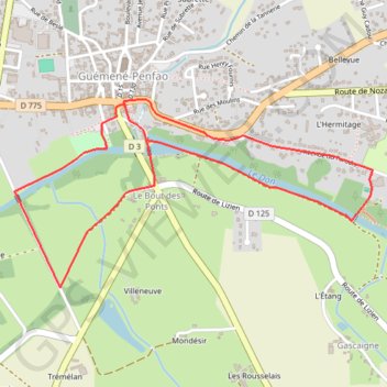 Itinéraire Circuit de Ker Aline, au bout du pont - Guémené-Penfao, distance, dénivelé, altitude, carte, profil, trace GPS
