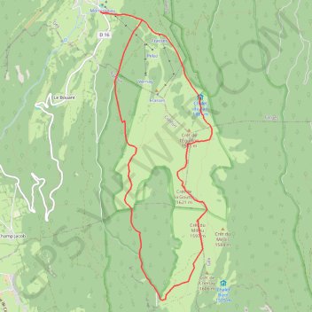 Itinéraire Menthières - Crêt de la Goutte par Le Sac et Varambon, distance, dénivelé, altitude, carte, profil, trace GPS