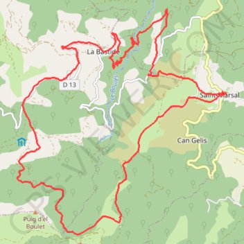 Itinéraire Circuit VTT depuis Saint-Marsal, distance, dénivelé, altitude, carte, profil, trace GPS