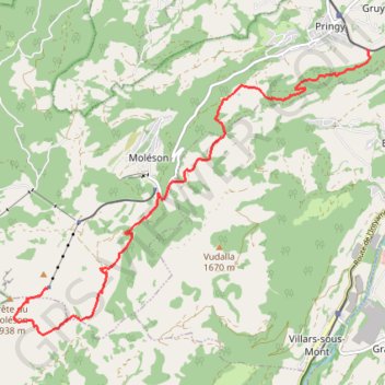 Itinéraire Pringy le Moléson, distance, dénivelé, altitude, carte, profil, trace GPS